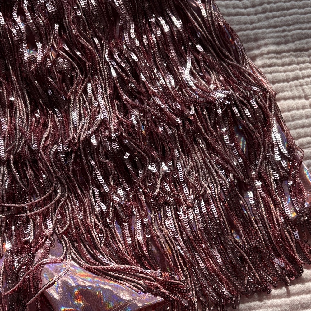 Shimmering Pink Fringe Shorts - Picture 4 of 5